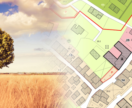 Illustration showing the transformation of land into a developed site through planning consultancy and strategic development